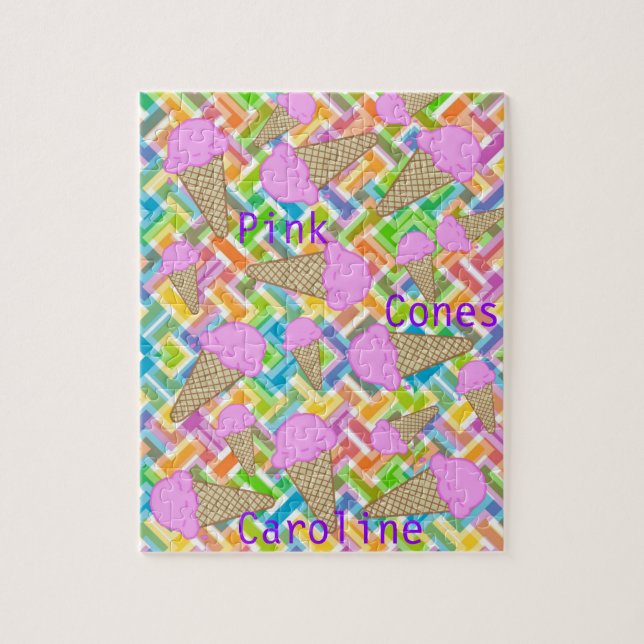 Puzzles Chevron Pink Ice Cream Cones (Vertical)