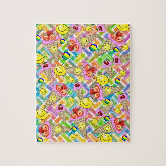 Puzzles Chevron Pink Ice Cream Cones Strawberry (Vertical)