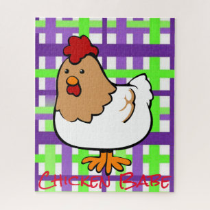 Puzzles Chicken Green Purple Plaid