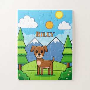 PUZZLES: CHILDRENS Cute Dog & Mountains Kids Jigsaw Puzzle