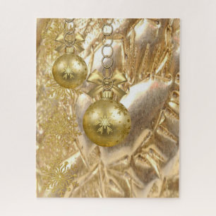 Puzzles Christmas Gold Ornament 