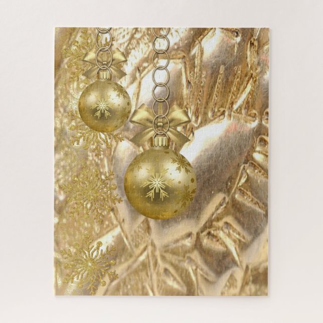 Puzzles Christmas Gold Ornament  (Vertical)