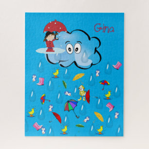 Puzzles Clouds Rain Red Umbrella