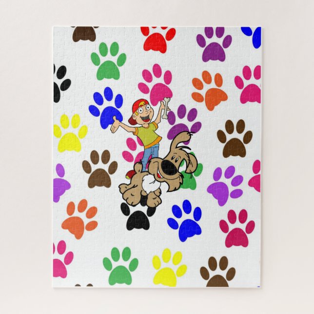 Puzzles Coloured Paw Prints (Vertical)