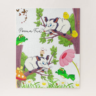 Puzzles Colourful Floral Possum Chick Frog 