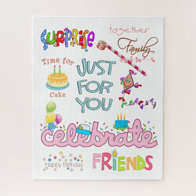 Puzzles Colourful Happy Birthday Friends Family (Vertical)
