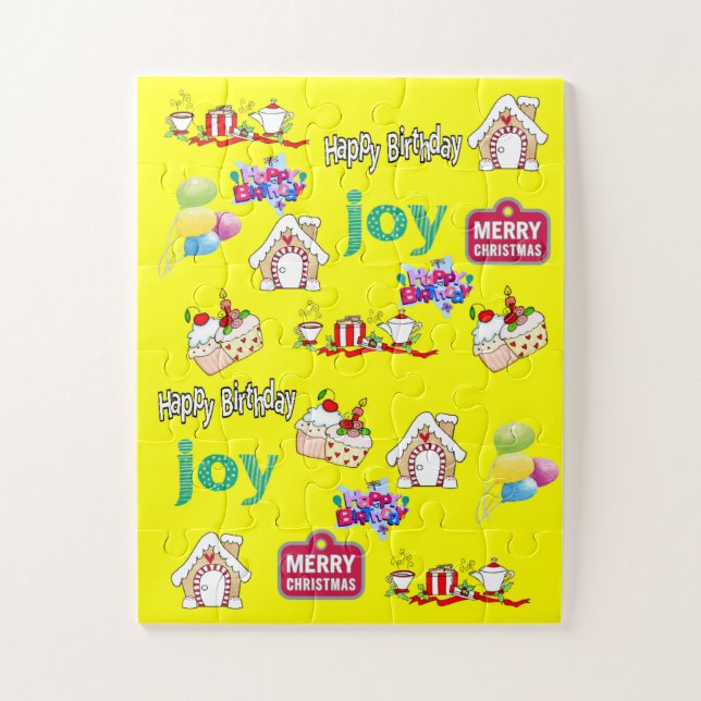 Puzzles Colourful Happy Birthday Merry Christmas (Vertical)