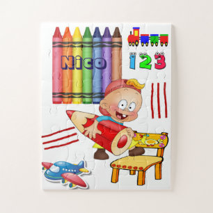 Puzzles Crayons Aeroplane Trains Numbers