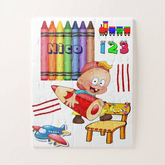 Puzzles Crayons Aeroplane Trains Numbers (Vertical)
