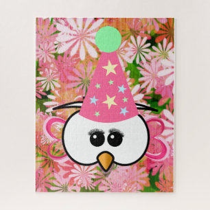 Puzzles Floral Pink Owl