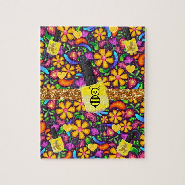 Puzzles Floral Yellow Bumblebee Flowers (Vertical)