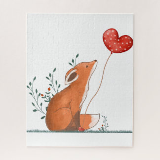 Puzzles Foxy Red Hearts Happy Valentine's Day