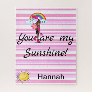 Puzzles Girl Rainbow Sun Clouds Pink Stripe