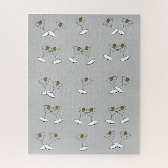 Puzzles Gray Martini Glasses (Vertical)