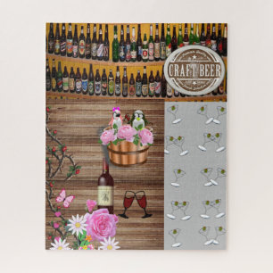 Puzzles Gray Martini Glasses Beer Floral Wine