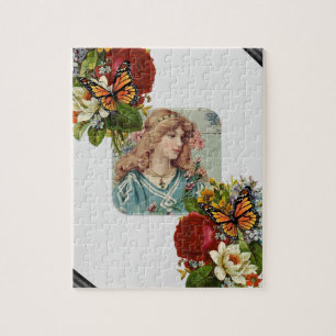 Puzzles Grey Victorian Floral Flowers Butterfly