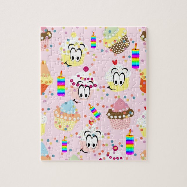 Puzzles Happy Birthday Cupcake Candles (Vertical)