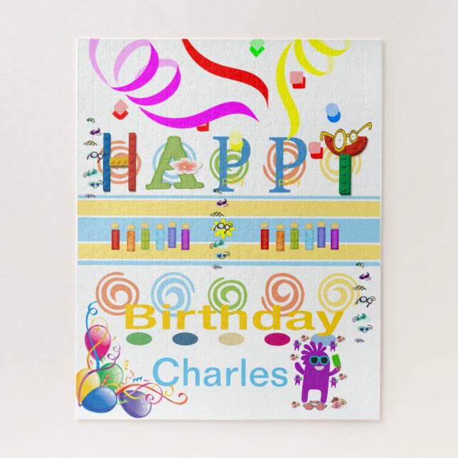 Puzzles Happy Birthday Eyeglasses Balloons (Vertical)