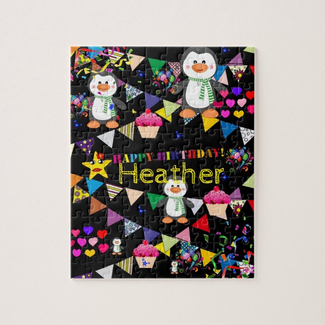 Puzzles Happy Birthday Penguin Cupcake (Vertical)