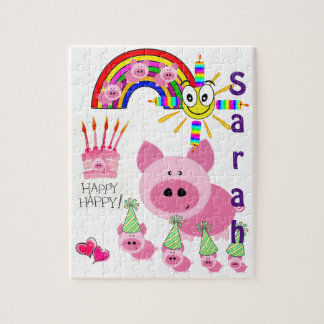 Puzzles Happy Birthday Pink Pigs