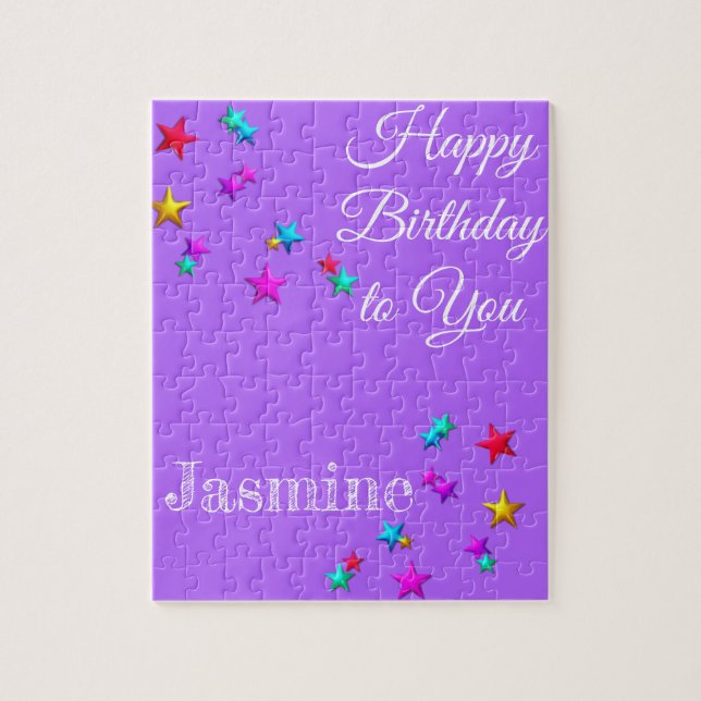 Puzzles Happy Birthday Purple Stars (Vertical)