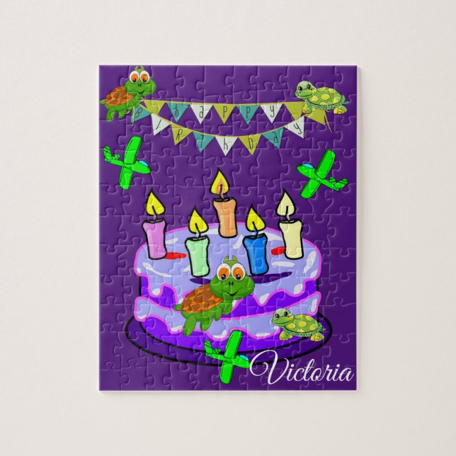 Puzzles Happy Birthday Turtles Cake (Vertical)