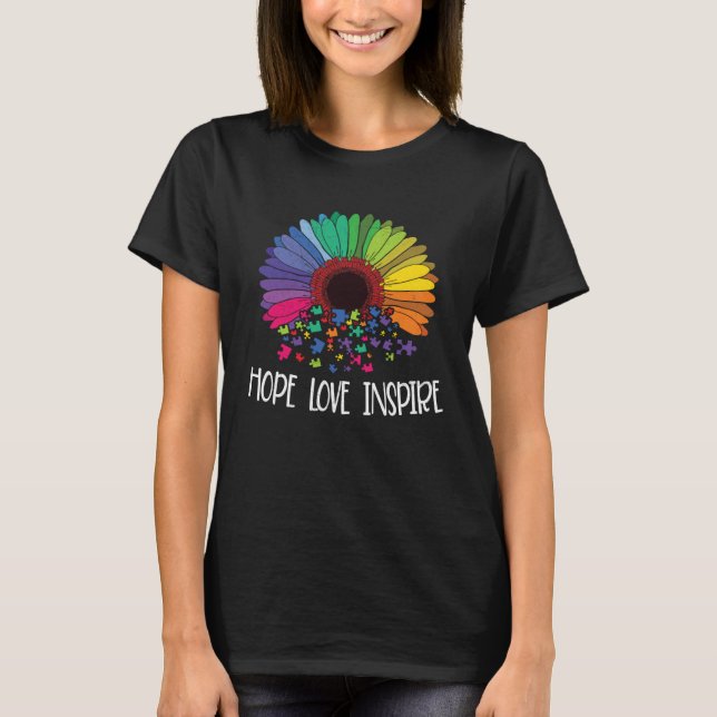 Puzzles Heart Love Autism Awareness Mom Dad Teache T-Shirt (Front)