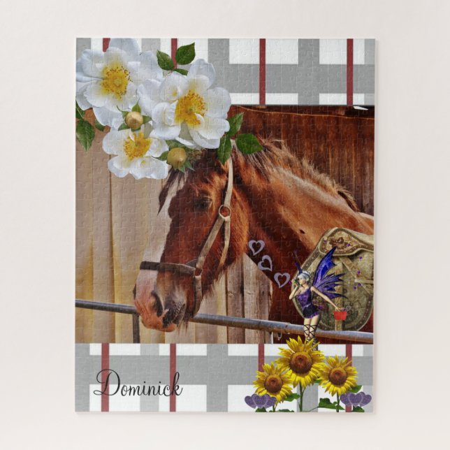 Puzzles Horse Floral Fairy Sunflowers (Vertical)