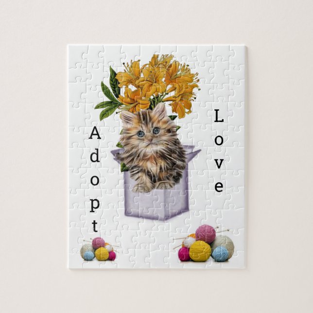 Puzzles Kitten Adopt Love Cat Yarn (Vertical)