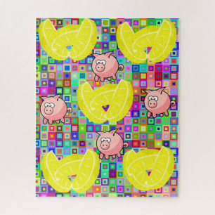 Puzzles Lemons Colourful Pigs
