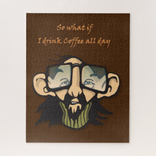 Puzzles Man Glasses Coffee