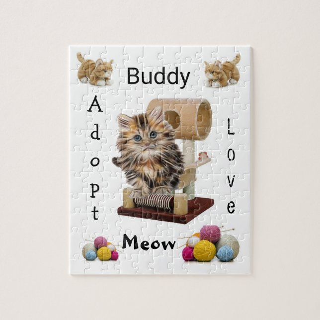 Puzzles Meow Kitten Condo Adopt Love (Vertical)