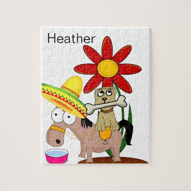 Puzzles Mexican Donkey Dog Floral (Vertical)