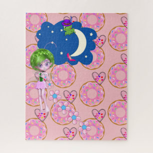 Puzzles Pink Fairy Doughnuts Hearts Floral