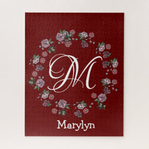 Puzzles Pink Floral Monogram