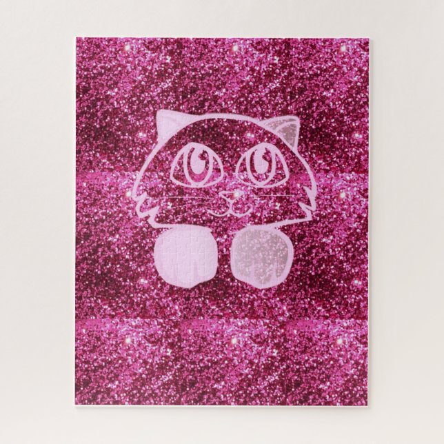 Puzzles Pink Glitter Cat (Vertical)