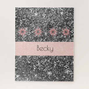Puzzles Pink Grey Glitter