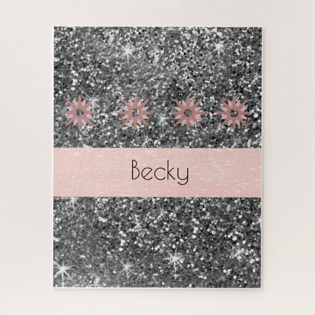 Puzzles Pink Grey Glitter (Vertical)