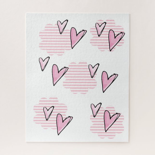 Puzzles Pink Hearts Valentine's Day (Vertical)
