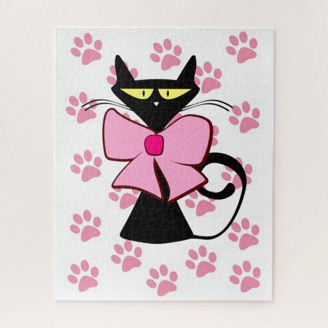 Puzzles Pink Paw Prints Cat (Vertical)