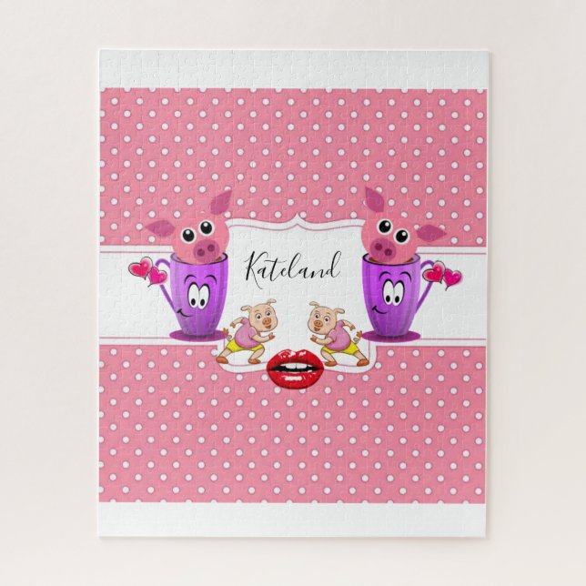 Puzzles Pink Polkadot Pink Pigs (Vertical)