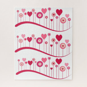 Puzzles Pink Red Hearts Happy Valentine's Day