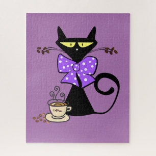 Puzzles Purple Cat Bow Coffee