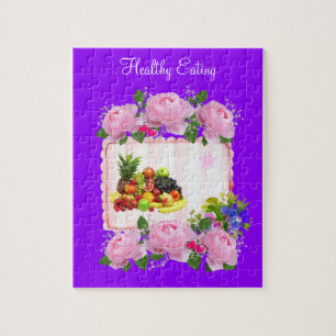 Puzzles Purple Healthy Fruits Pink Roses Floral