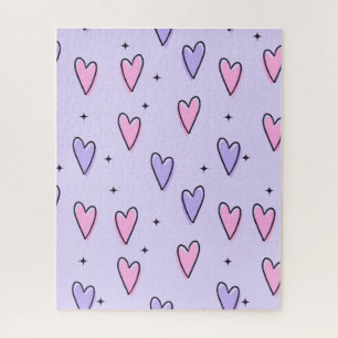Puzzles Purple Pink Hearts Happy Valentine's Day