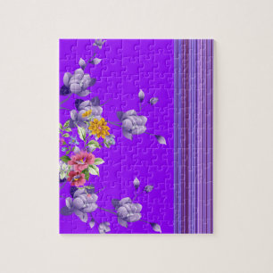 Puzzles Purple Stripes Floral Flowers