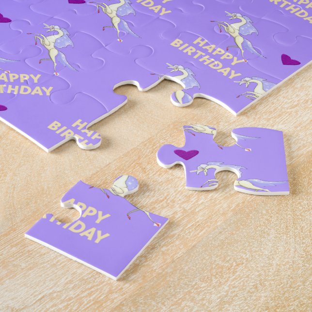 Puzzles Purple Unicorn Happy Birthday  (Side)