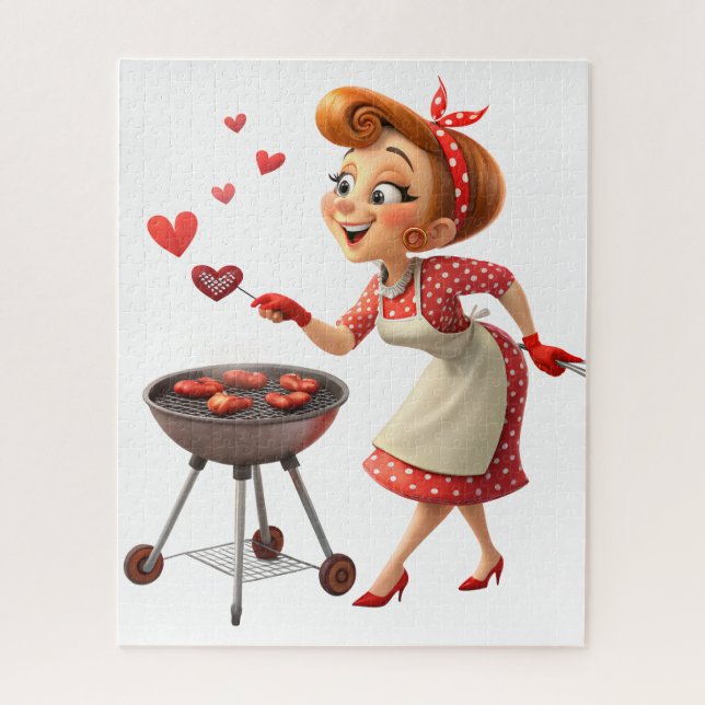 Puzzles Red Hearts Happy Valentine's Day Cooking  (Vertical)