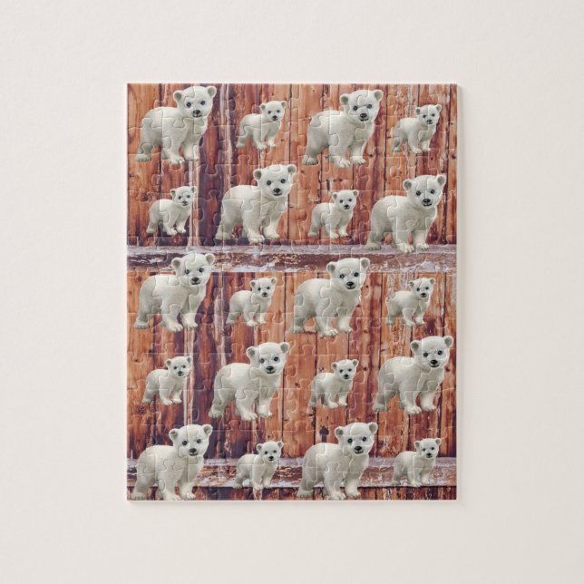 Puzzles Rustic Wood Polar Bear  (Vertical)