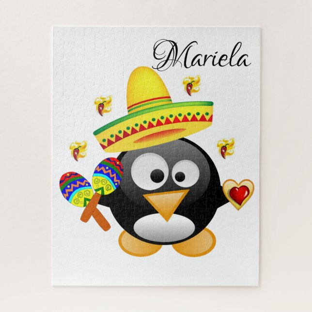 Puzzles Sombrero Penguin Hearts Happy Valentine (Vertical)